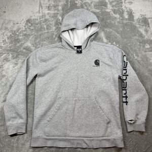 Carhartt Hoodie Youth XL Gray Kangaroo Pocket Logo Pullover